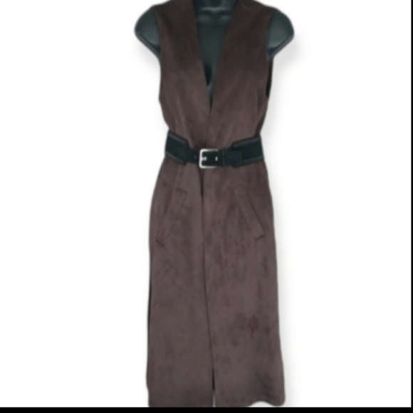 Zara Faux Suede Long Vest! Size S - Picture 2 of 12